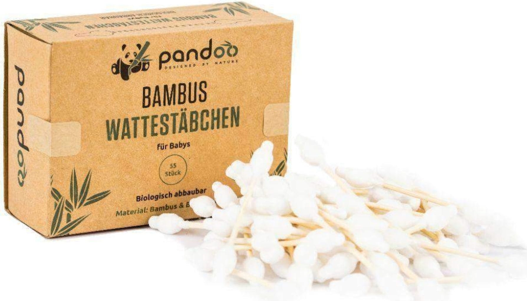 pandoo Wattestäbchen für Babys - 55 Stück