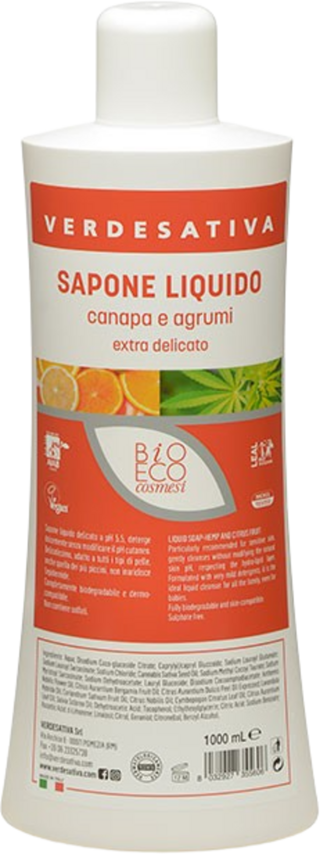 VERDESATIVA Flüssigseife Hanf & Zitrusfrüchte - 1 l