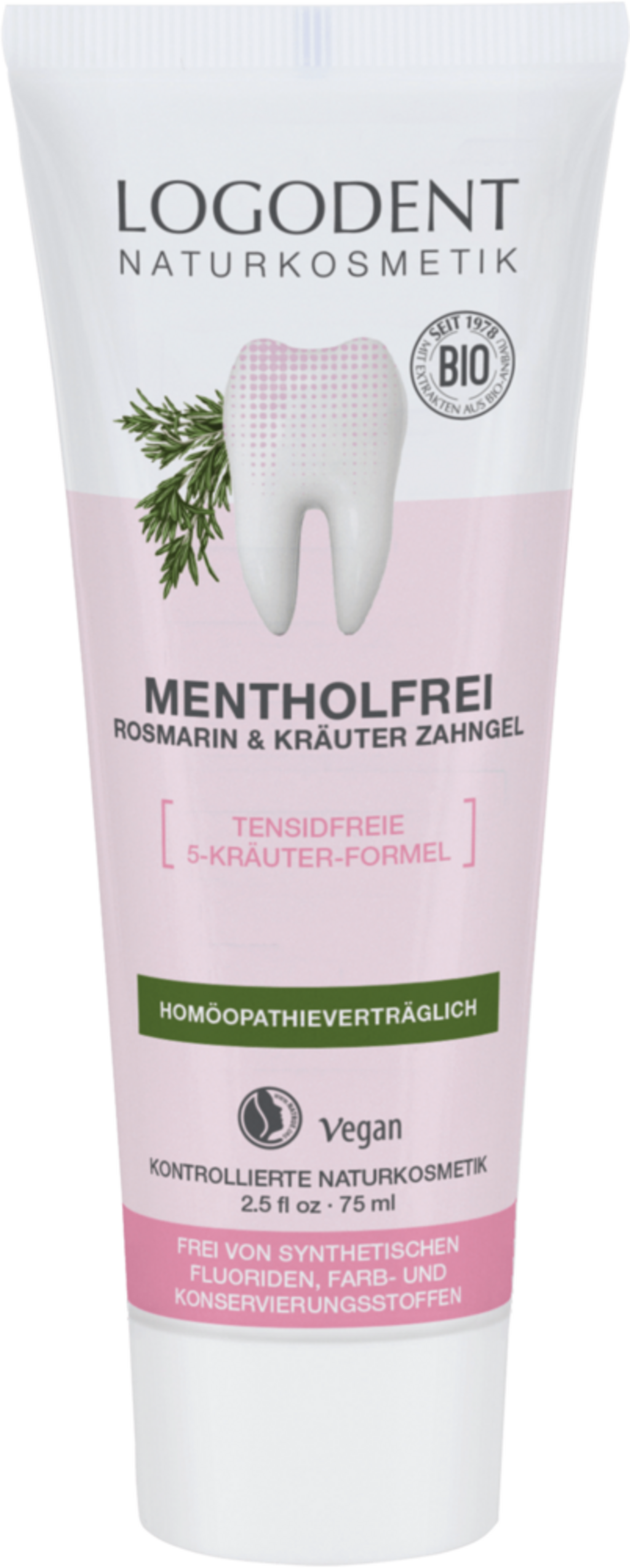LOGONA Mentholfrei Rosmarin & Kräuter Zahngel - 75 ml