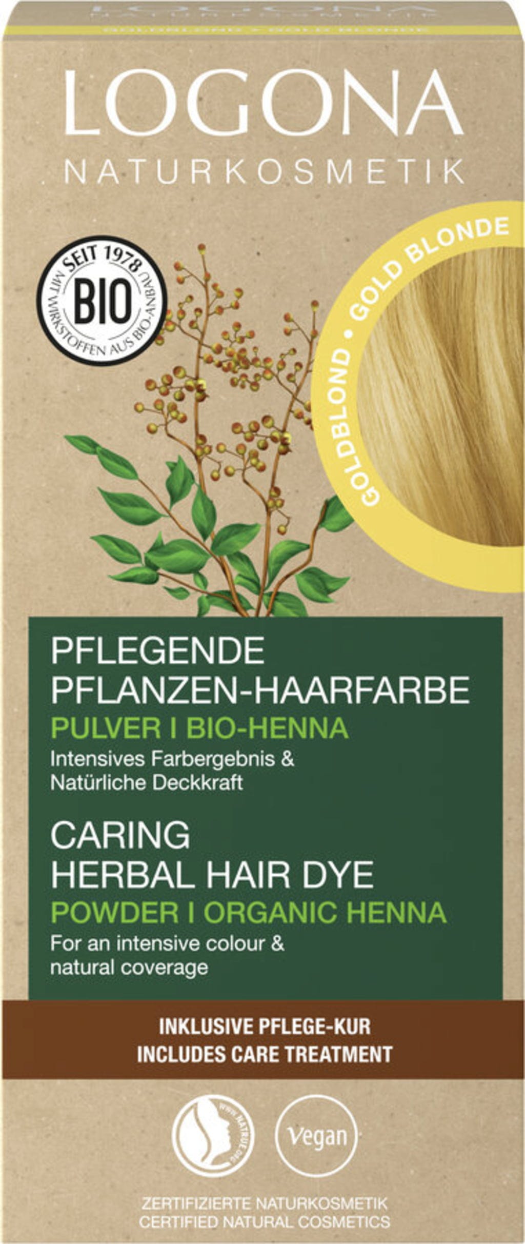 LOGONA Pflanzen-Haarfarbe Pulver Goldblond - 100 g