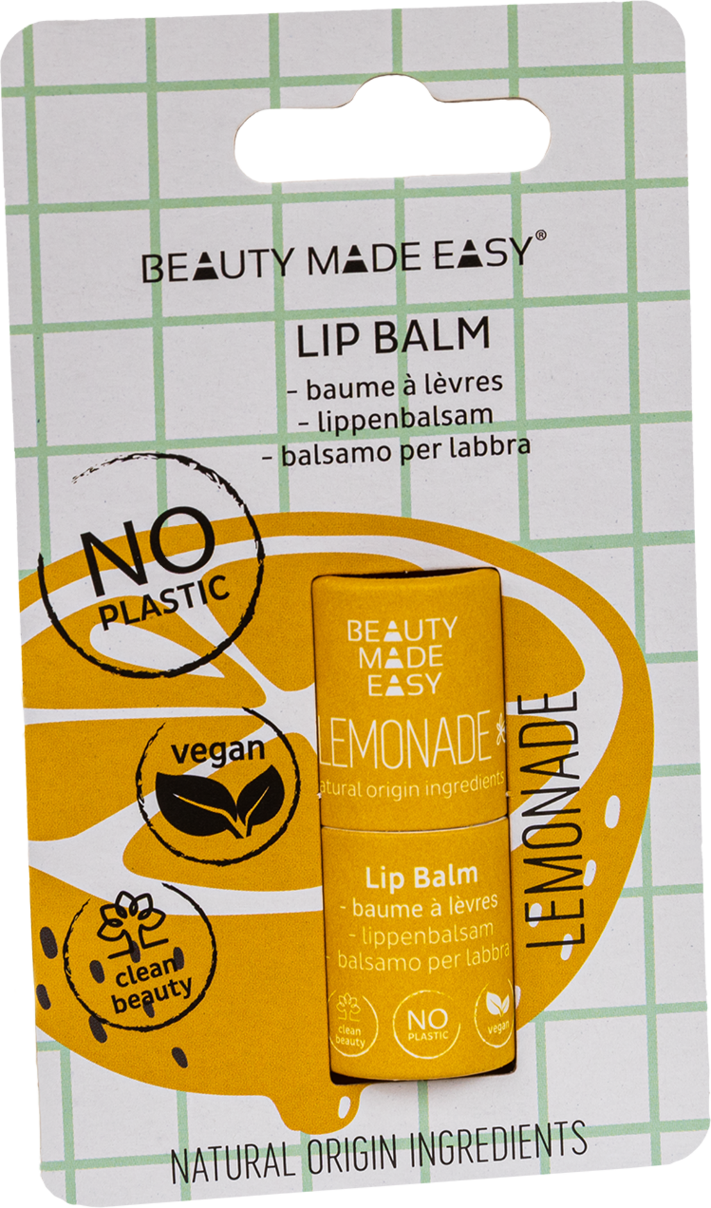 BEAUTY MADE EASY Paper Tube Lip Balm Summertime - Lemonade