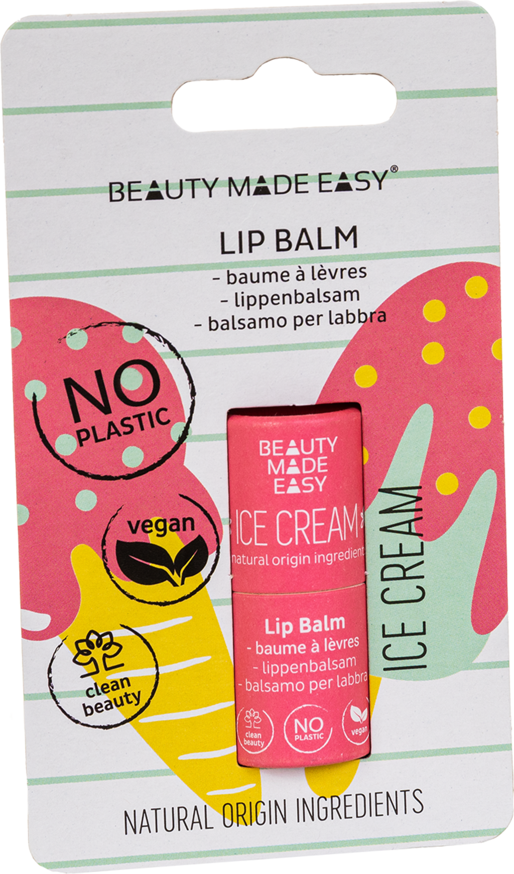 BEAUTY MADE EASY Paper Tube Lip Balm Summertime - Ice Cream
