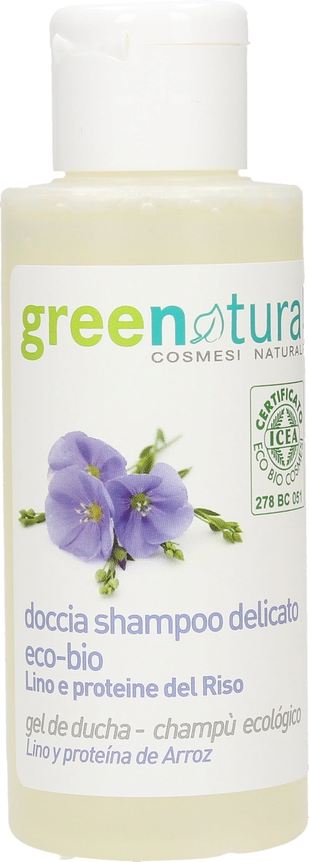 greenatural 2in1 Sanftes Duschgel & Shampoo Flachs & Reis - 100 ml