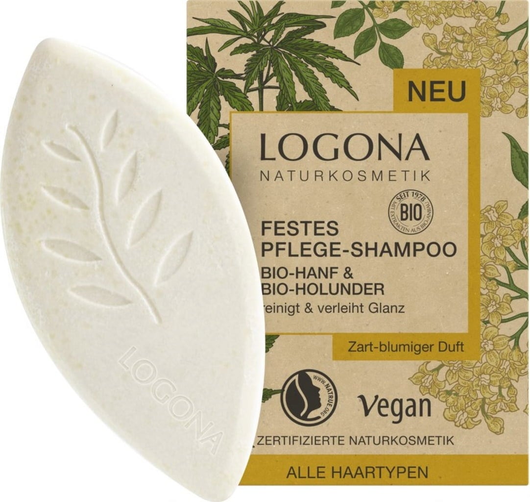 LOGONA Festes Shampoo Bio-Hanf & Bio-Holunder - 60 g