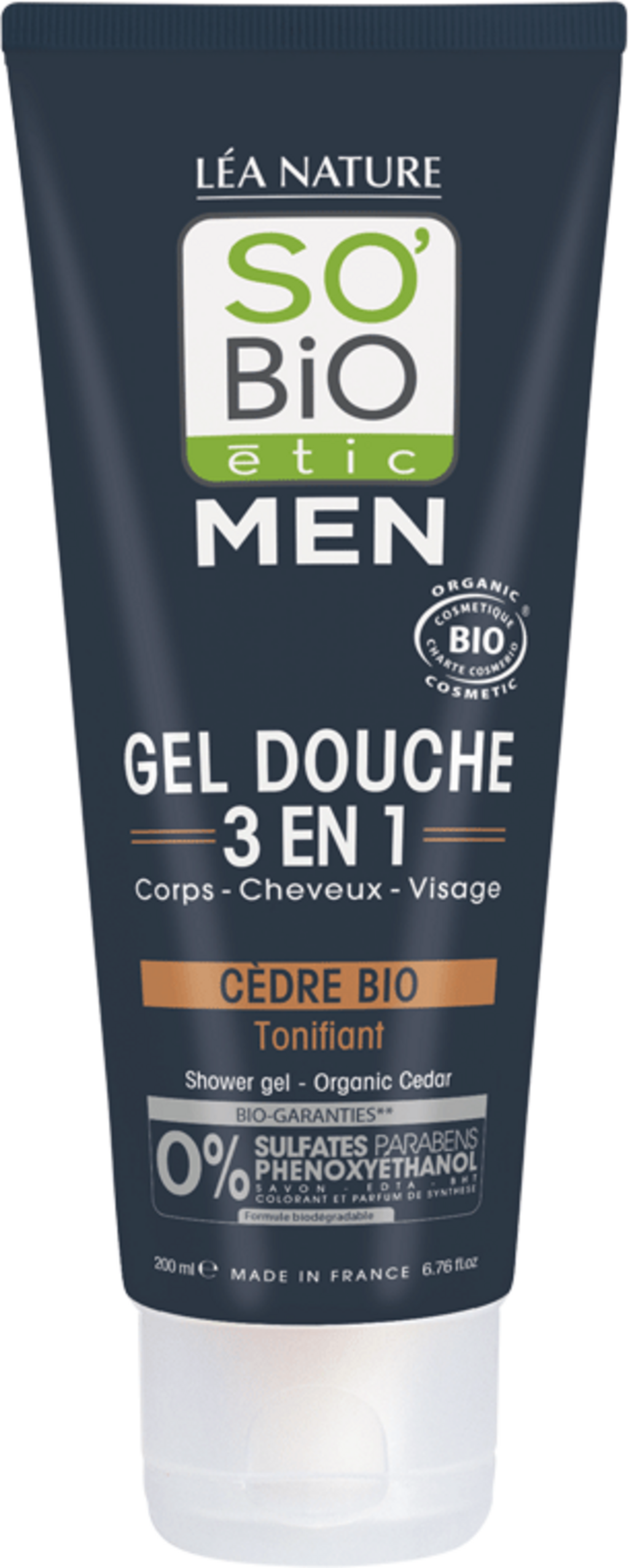 LÉA NATURE SO BiO étic MEN 3in1 Reinigung Körper, Haare & Gesicht - Zeder
