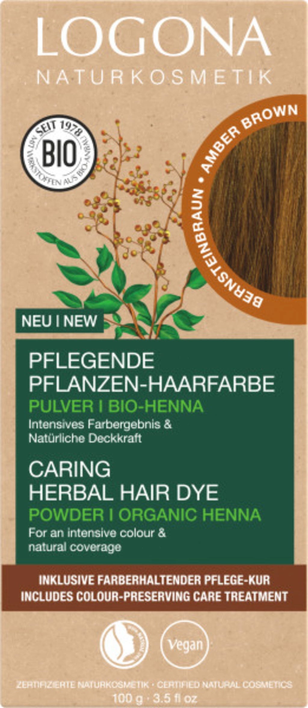 LOGONA Pflanzen-Haarfarbe Pulver Bernsteinfarbe - 100 g