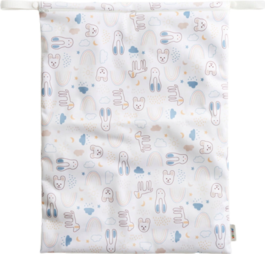 Vimse Windel-Nasstasche Groß - White Teddy