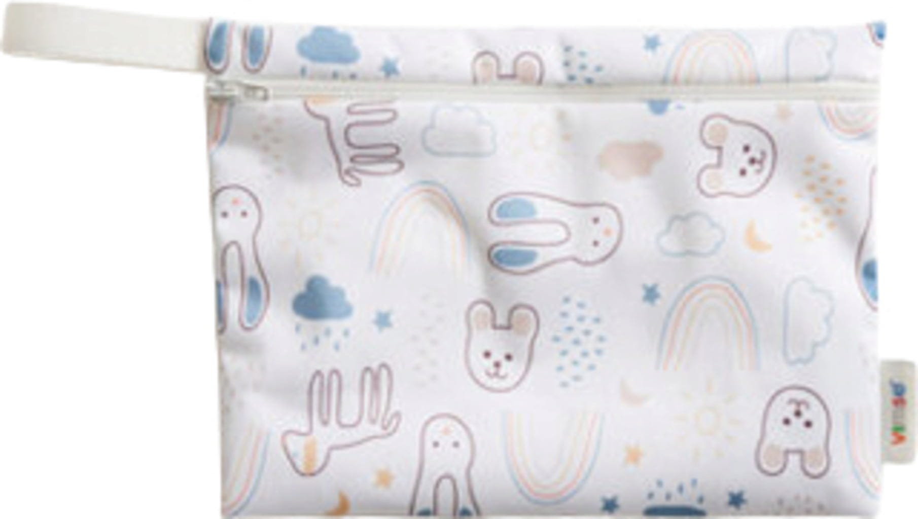 Vimse Windel-Nasstasche Klein - White Teddy