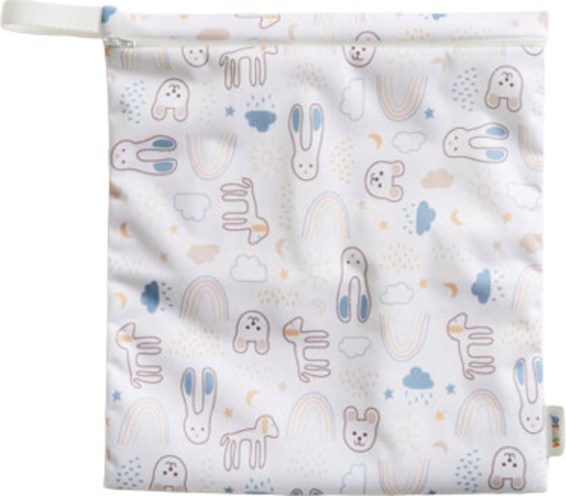 Vimse Windel-Nasstasche Medium - White Teddy