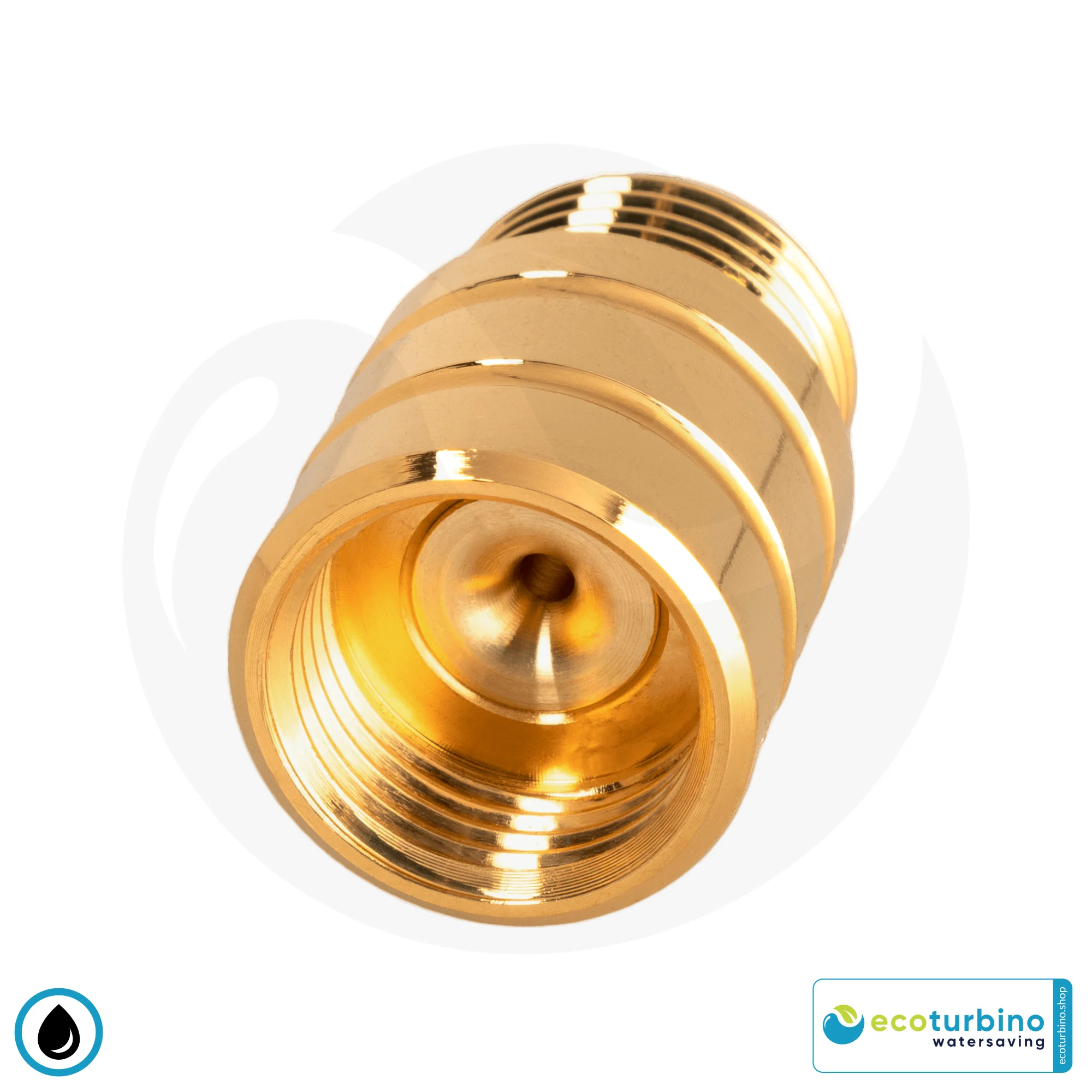 ecoturbino® ET10L Wasserspar Duschadapter | gold | Wasser sparen und Energie (Strom) sparen | bis zu 40% Kosten reduzieren beim Duschen + Duschkopf entleeren