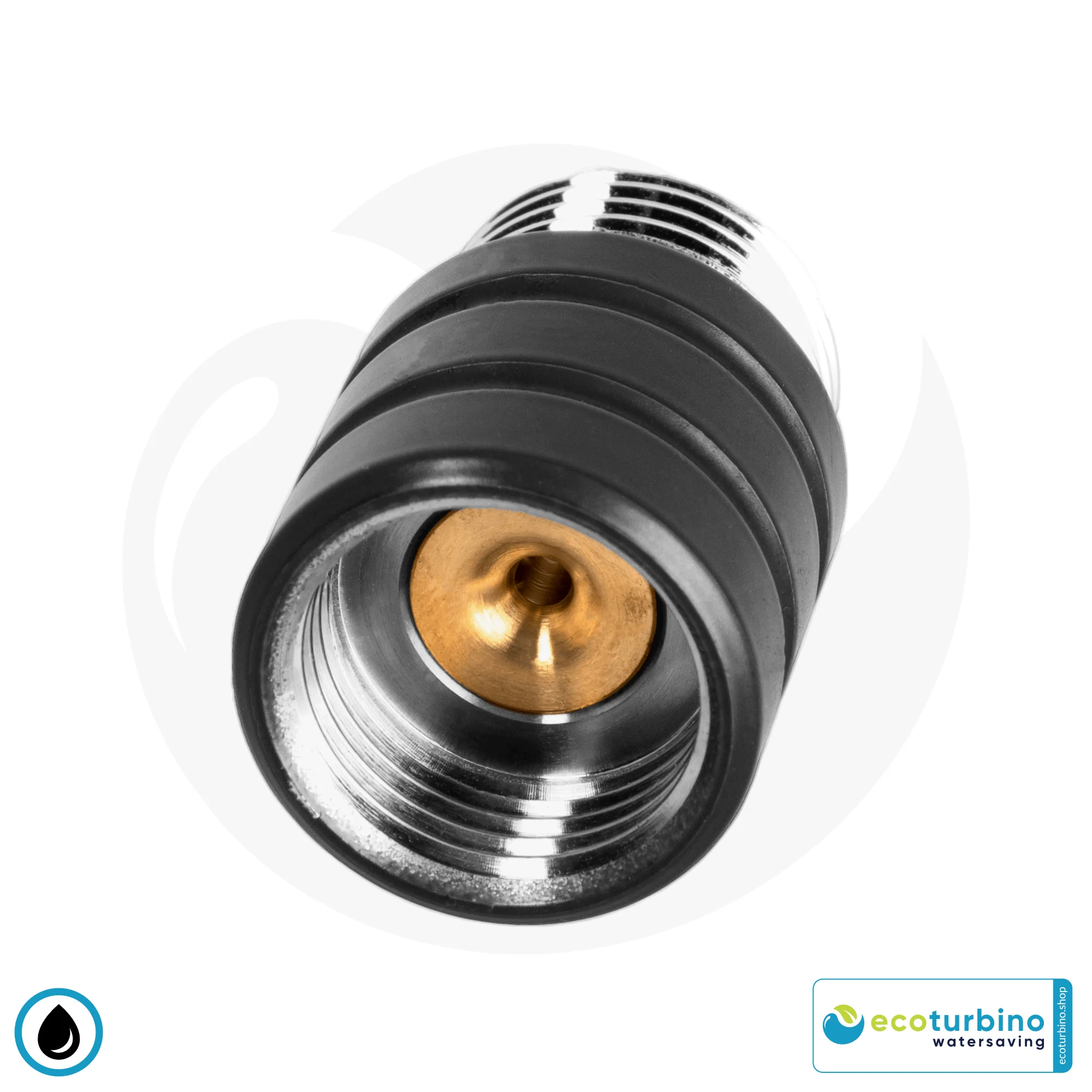 Wasserspar Duschadapter ecoturbino® ET10L | schwarz | Wasser sparen und Energie (Strom) sparen | bis zu 40% Kosten reduzieren beim Duschen + Duschkopf entleeren
