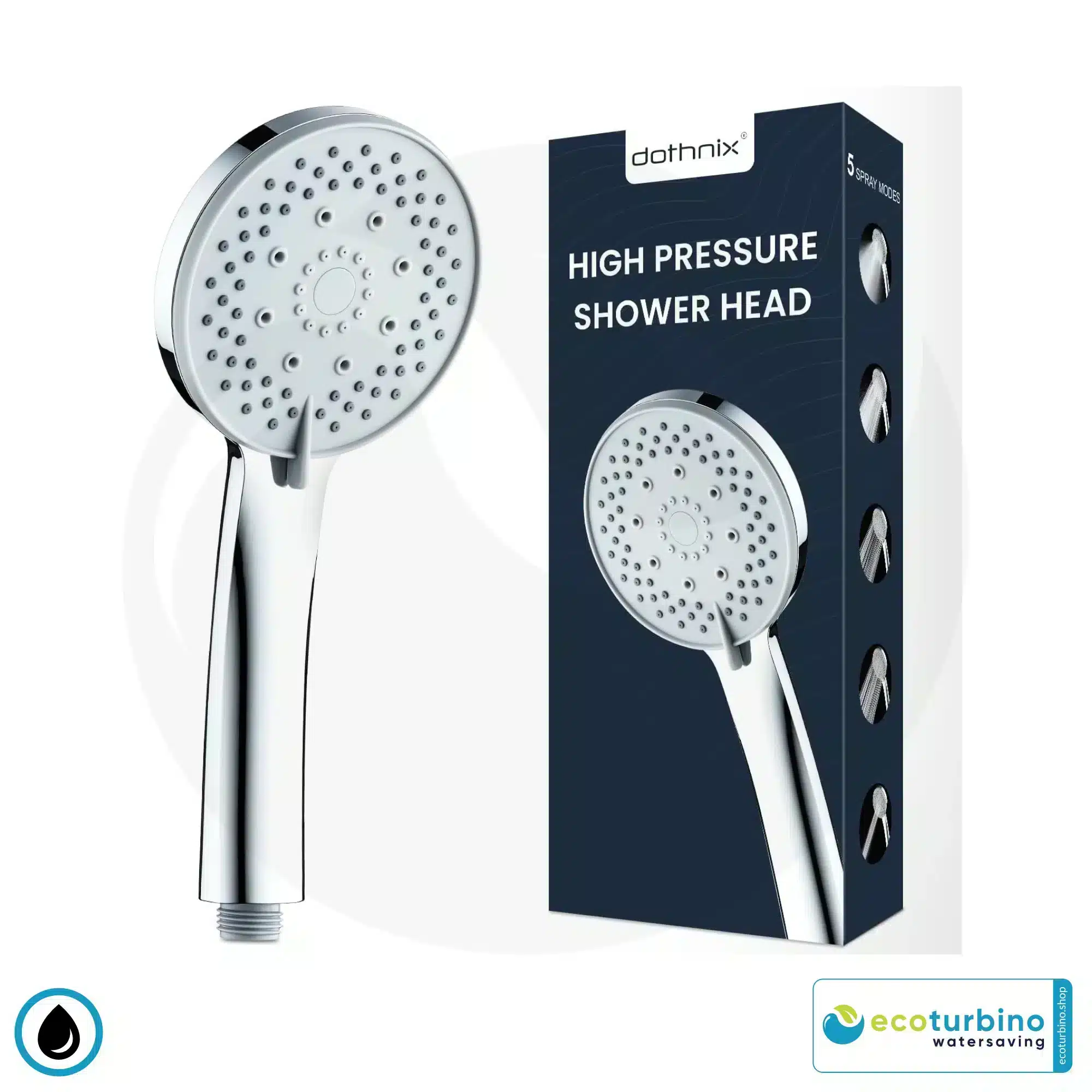 Dothnix Hochdruck-Duschkopf mit 5 Strahlmodi - Universelle Handbrause für Starke Regendusche | Funktion getestet mit ecoturbino & 80% bestanden