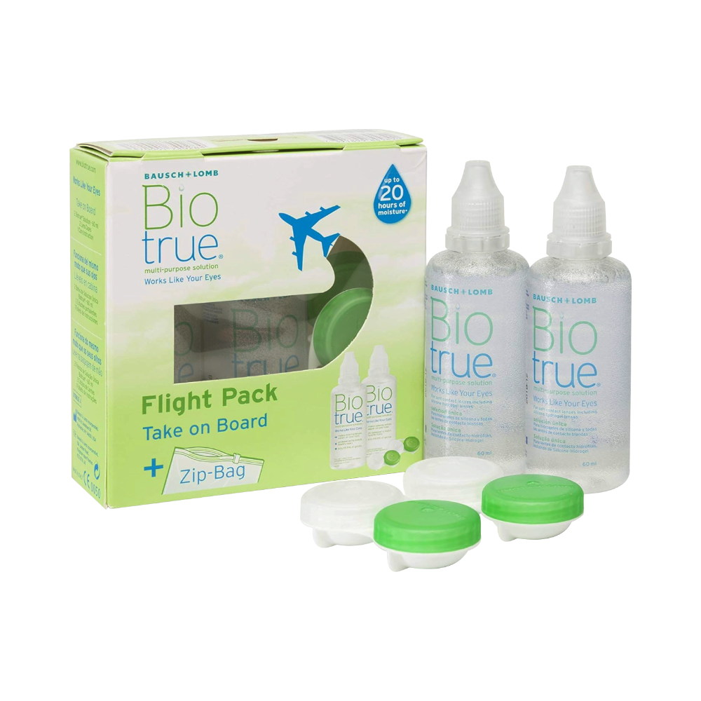 Biotrue All in one Flight-Pack - 2 x 60ml + Behälter | Pflegemittel