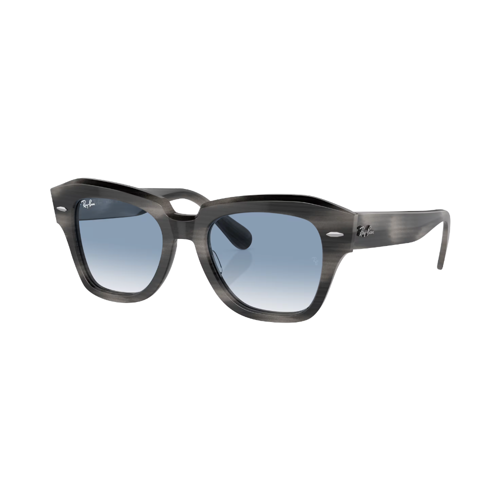 Ray-Ban State Street Hellblau/ Grau gestreift S | Sonnenbrillen