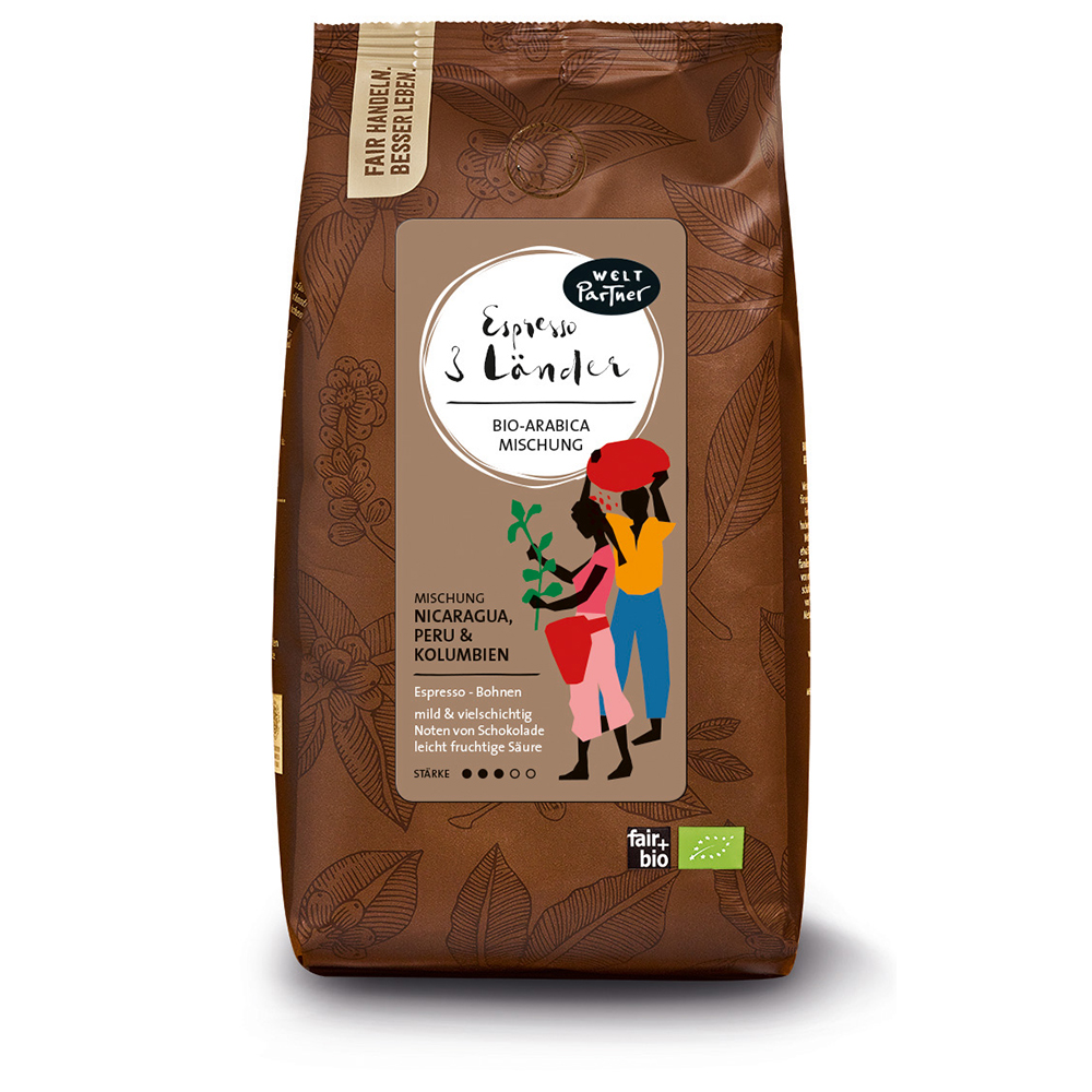 Weltpartner 3 Länder Espresso ganze Bohne