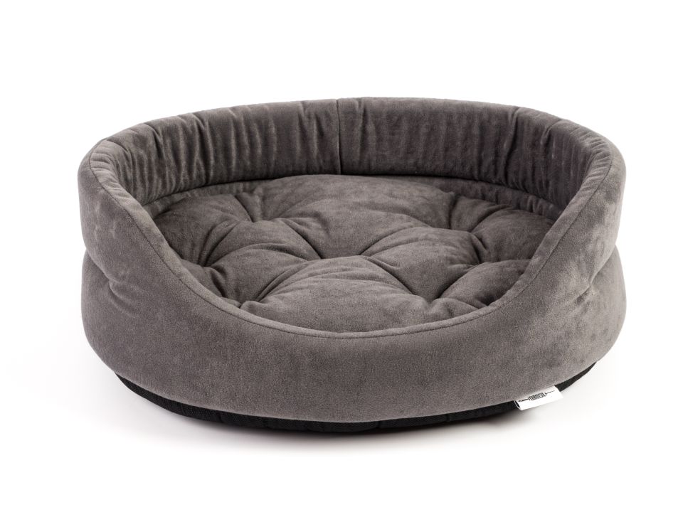 FERA ovales Hundebett mit Kissen 41x34x14 cm grau