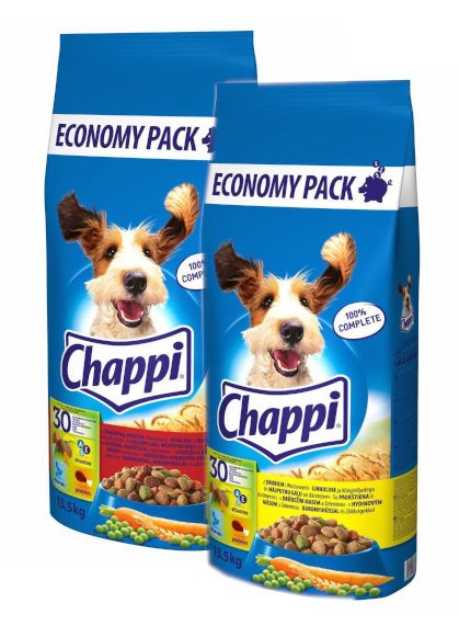 CHAPPI MIX - mit Geflügel und Gemüse und mit Rindfleisch, Geflügel und Gemüse 27kg (2x13,5kg)