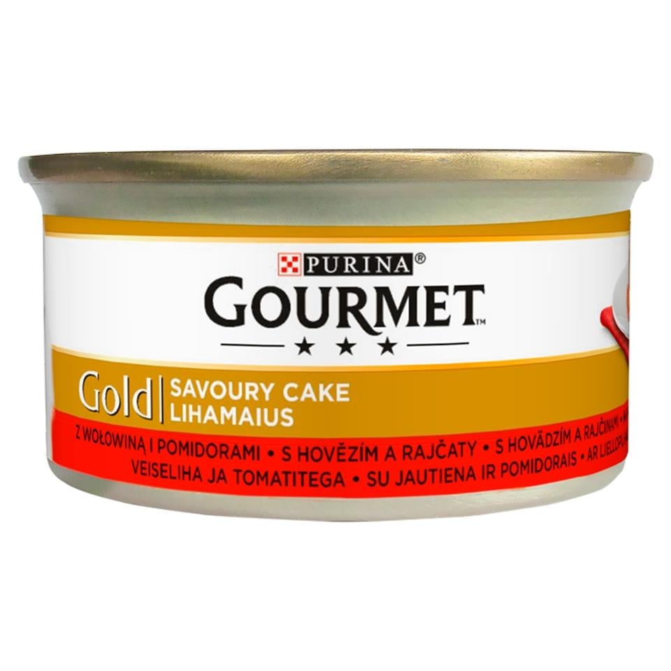 GOURMET Gold Savoury Cake Nassfutter mit Rindfleisch und Tomaten für Katzen 85 g