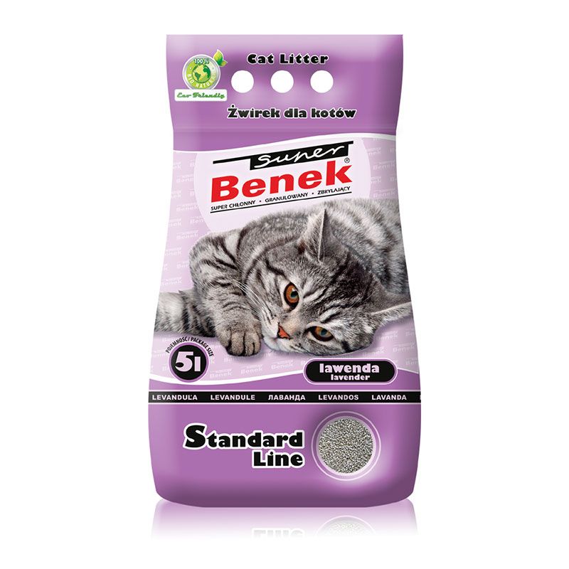BENEK Super Bentonit-Katzenstreu mit Lavendelduft 2x5 L