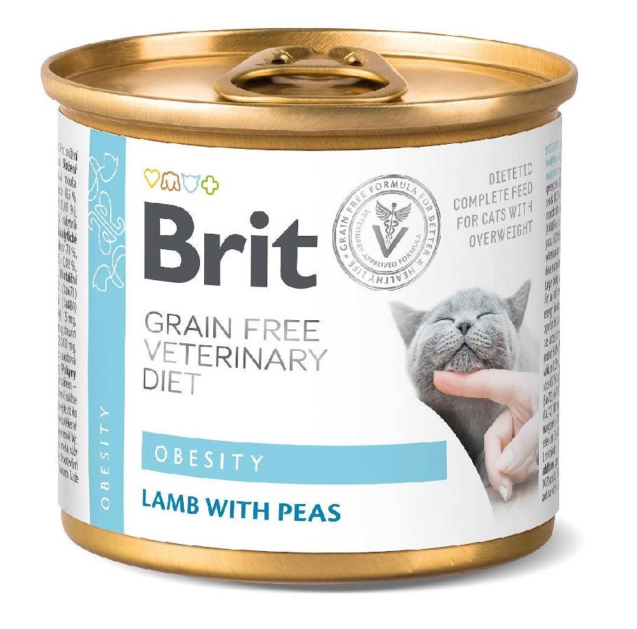 BRIT Vetrinary Diet Obesity Lamb&Pea Nassfutter für Katzen 200 g