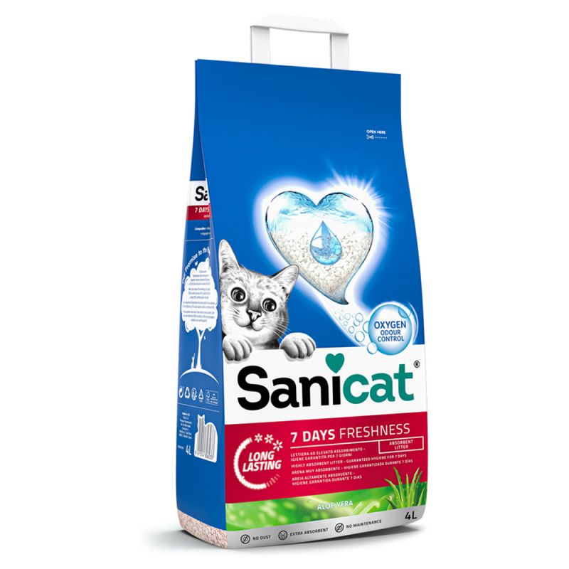 SANICAT Katzenstreu 7 DAYS Aloe Vera 4 12 l (3x4 l)