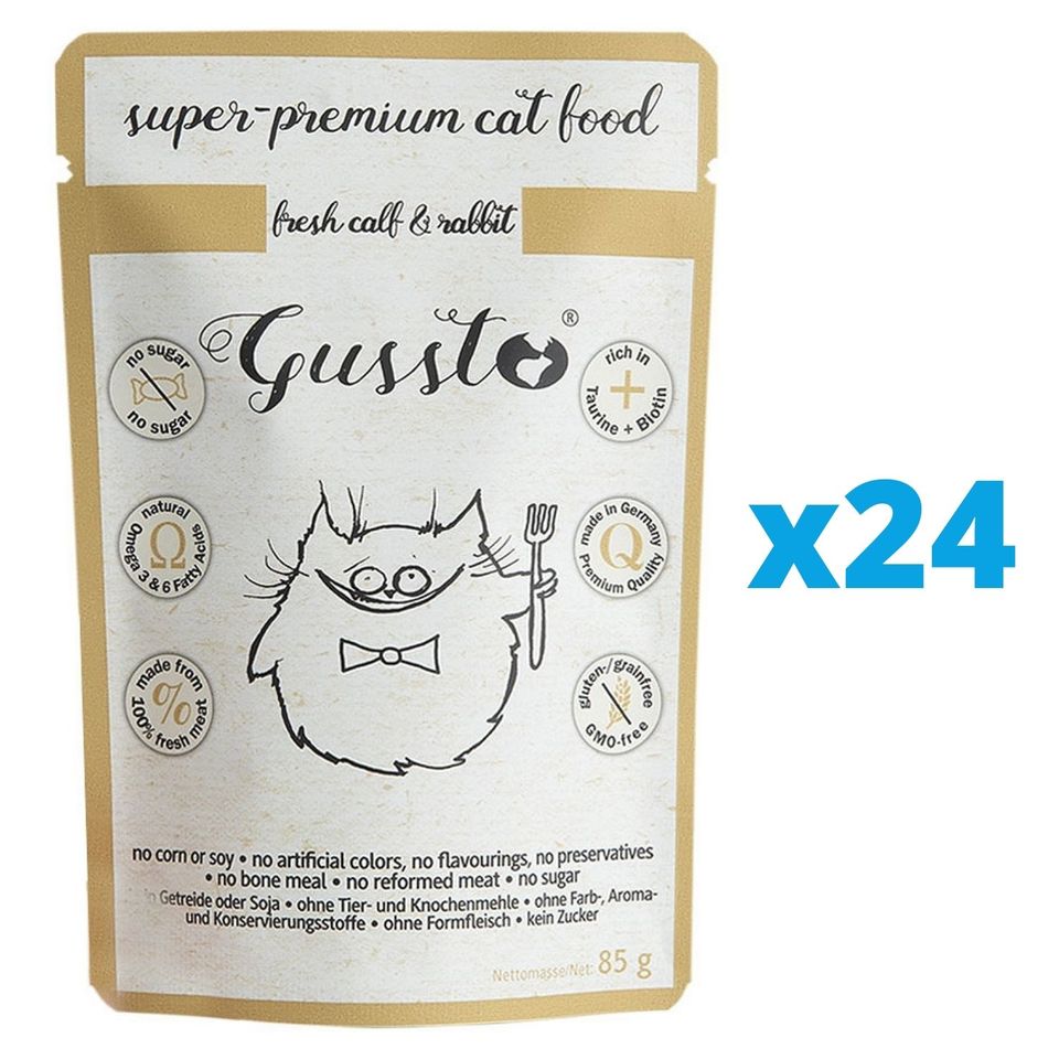 GUSSTO Cat Fresh Calf & Rabbit 24x85 g