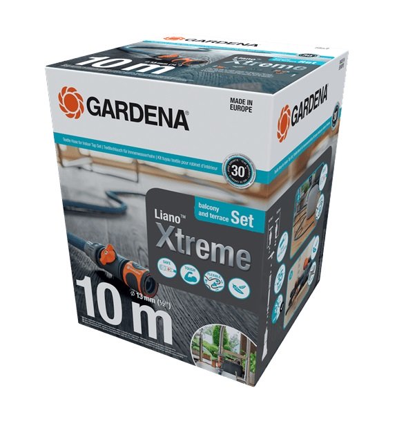 GARDENA Liano Textilschlauch 10 m mit Adapter für Innenarmaturen Set