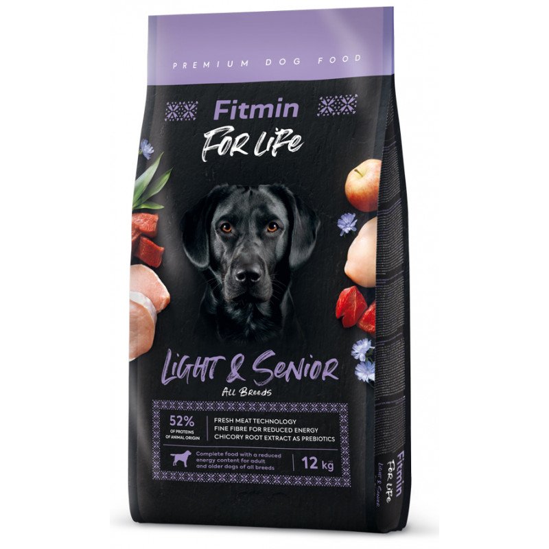 FITMIN Dog For Life Light & Senior Futter für erwachsene und ältere Hunde 12kg