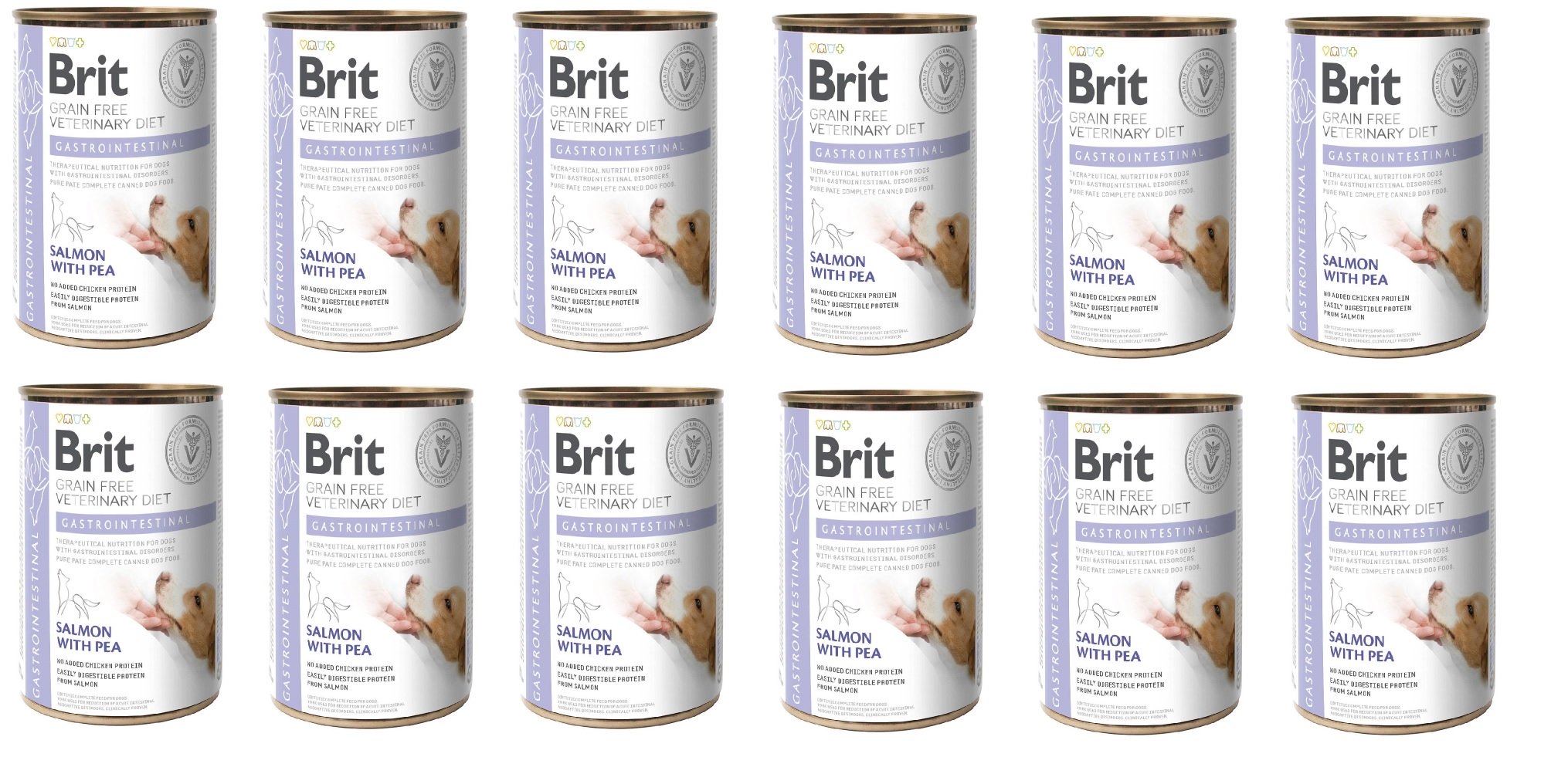 BRIT Veterinary Diet Gastrointestinal Salmon&Pea Futter für den empfindlichen Magen-Darm-Trakt von Hunden 12x400 g
