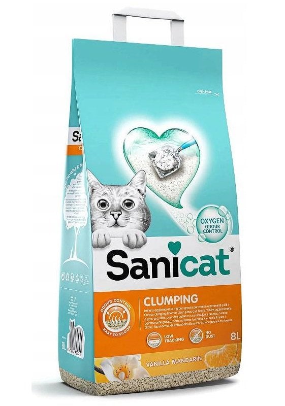 SANICAT Clumping Vainille-Mandarine 8L Bentonit-Katzenstreu