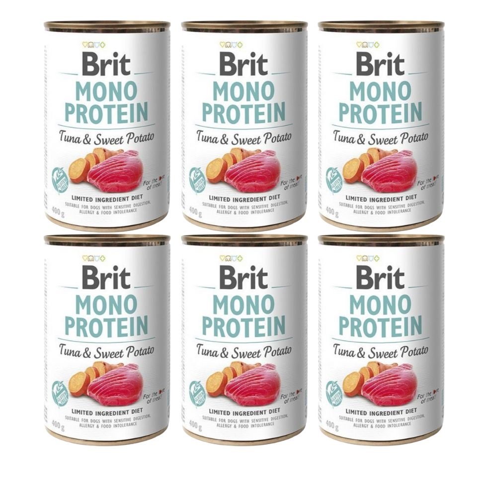 BRIT Mono Protein Tuna & Sweet Potato 6x400 g Monoprotein-Nahrungsmittel Thunfisch und Süßkartoffel