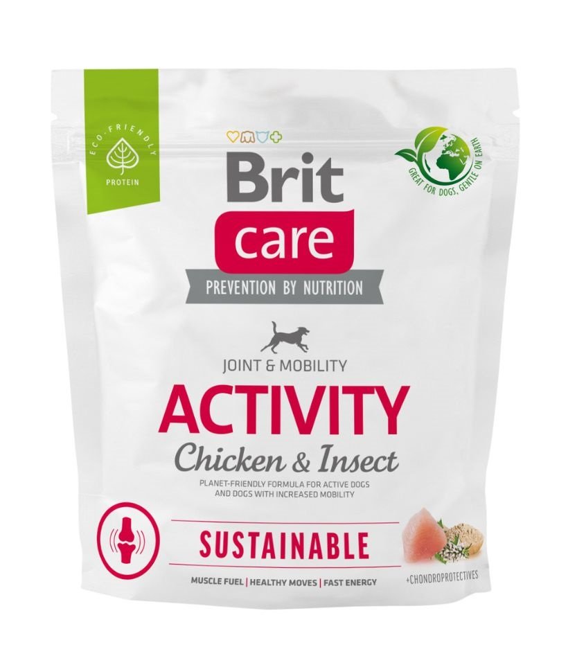 BRIT CARE Dog Sustainable Activity chicken insekt für aktive erwachsene Hunde mit Huhn und Insekten 1kg