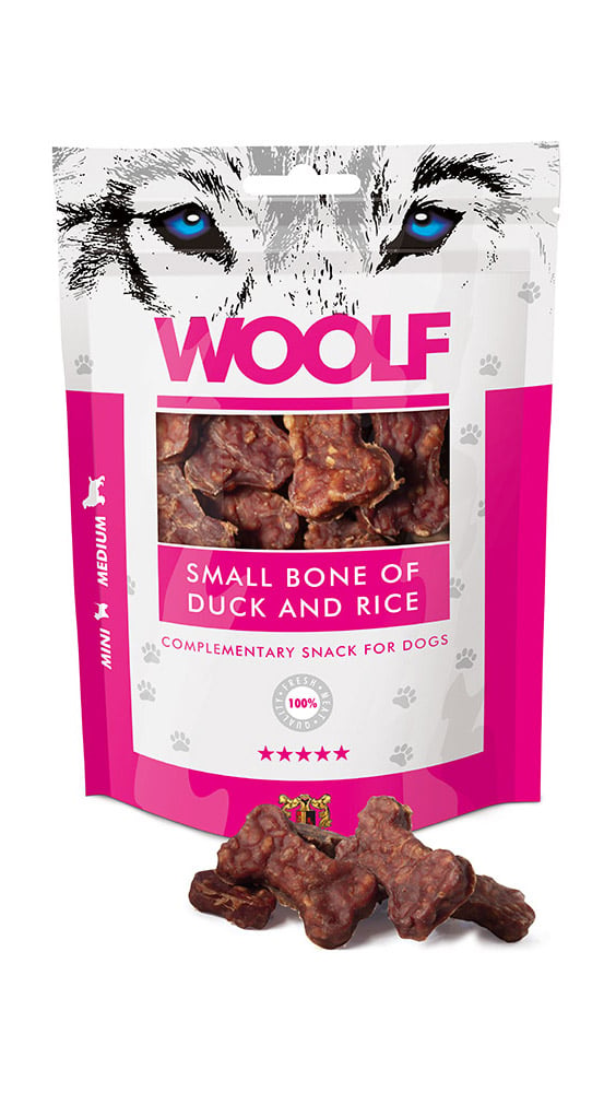 WOOLF Small Bone Of Duck And Rice 100g kleine Würfel mit Ente und Reis