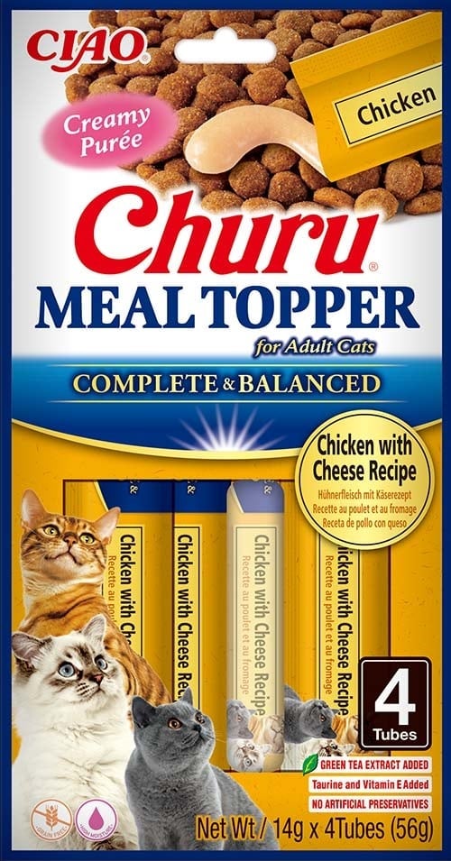 INABA Meal Topper Chicken Cheese 4x14 g cremiges Huhn und Käse als Ergänzung zum Katzenfutter