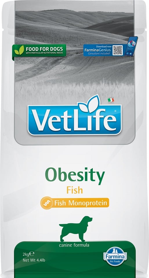 FARMINA VetLife Obesity Fish Futter für ausgewachsene Hunde 2 kg