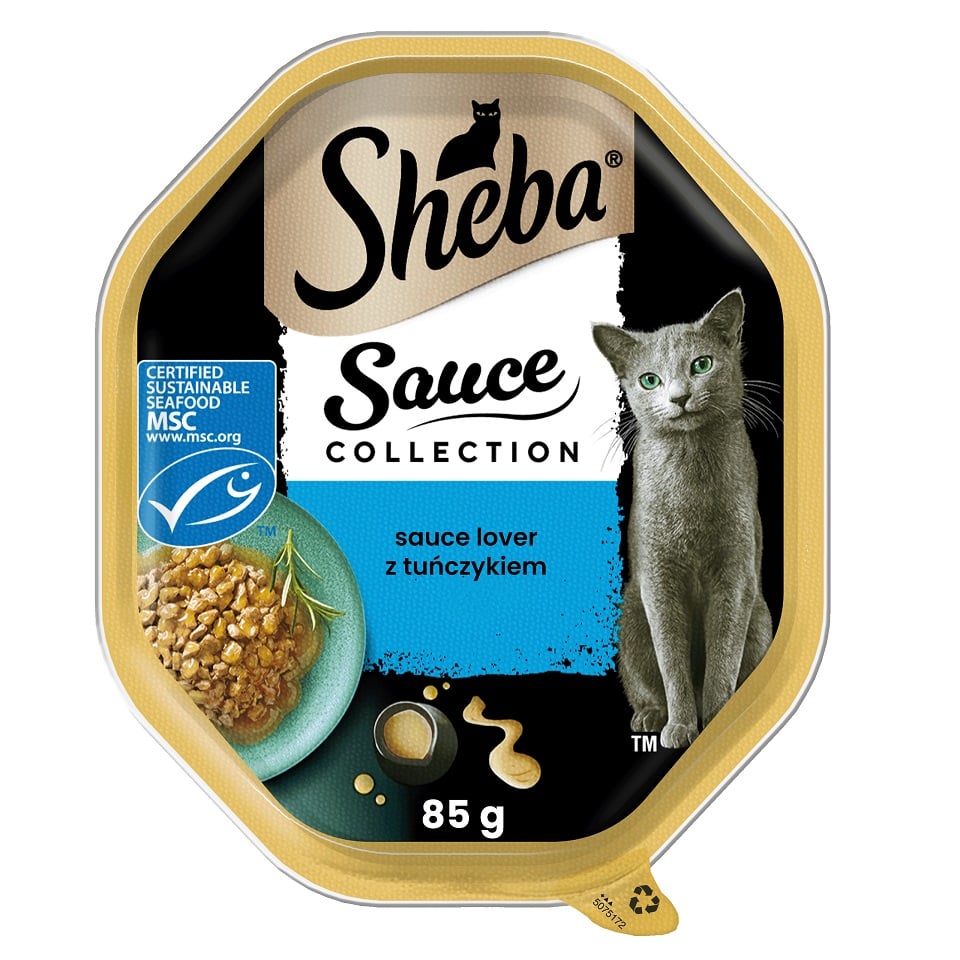 SHEBA Sauce Collection 85 g Nassfutter mit Thunfisch in Soße für adulte Katzen