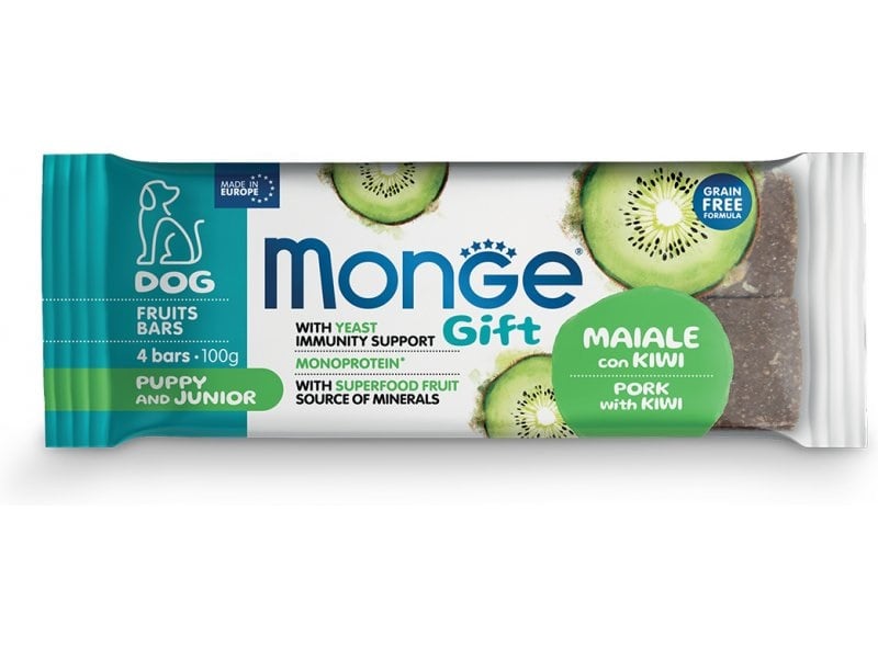 MONGE Gift Fruits Bars Puppy and Junior Wieprzowina z kiwi 100 g