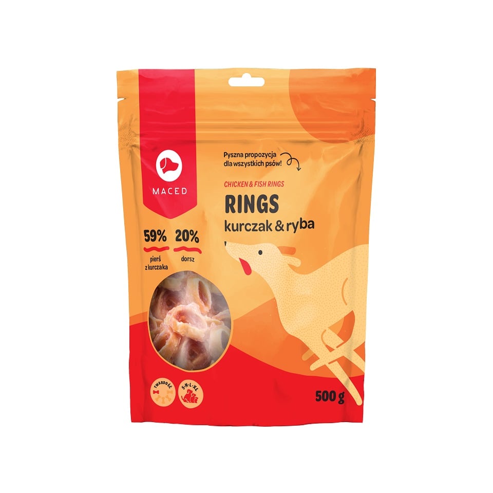MACED Ringe Huhn und Fisch Hundeleckerli 500g