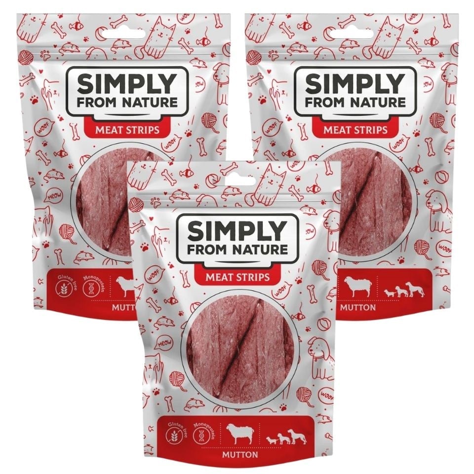 SIMPLY FROM NATURE Meat Strips Hammelfleisch für Hunde 3x80 g