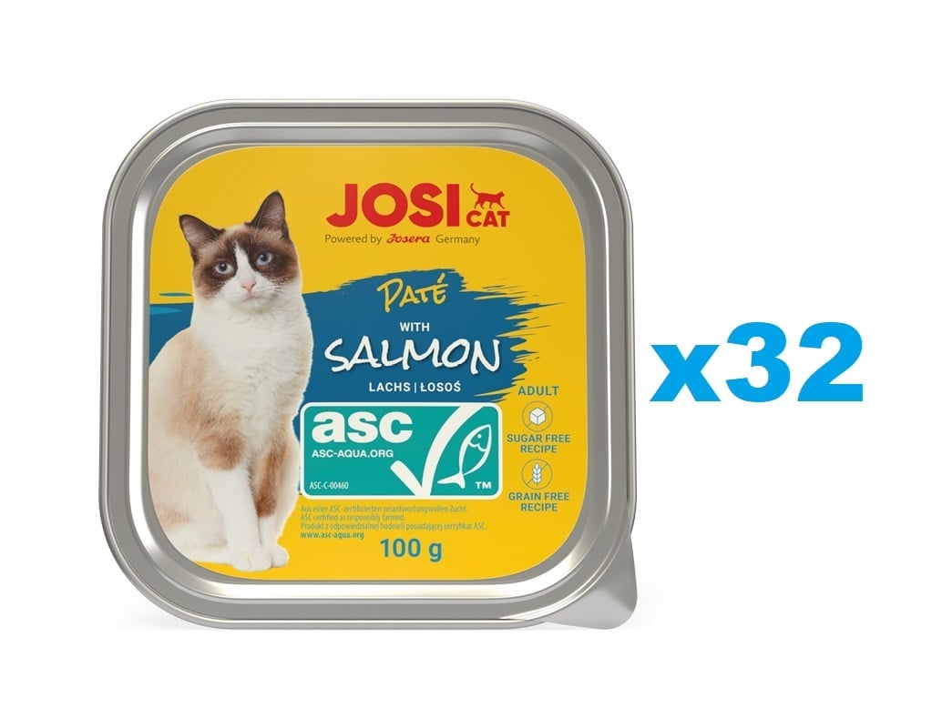JOSERA JosiCat Nassfutter mit Lachs Pastete für Katzen 32x100g