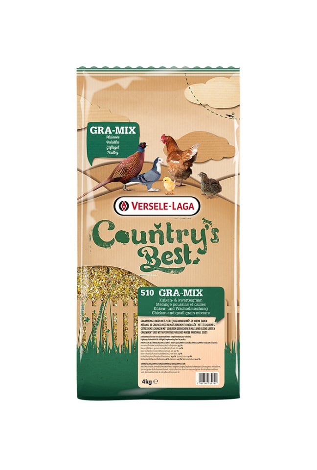 VERSELE-LAGA Country's Best Gra-Mix Chicks&Quail Grain Mix 4kg Mischung mit fein geschreddertem Mais für Hühner und Wachteln