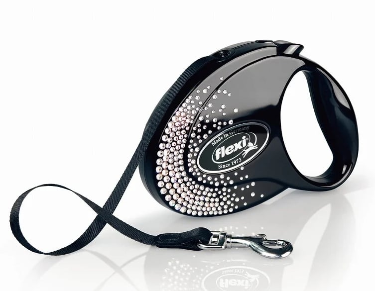FLEXI Automatik Hundeleine Glam Splash Crystal M Tape 5m schwarz