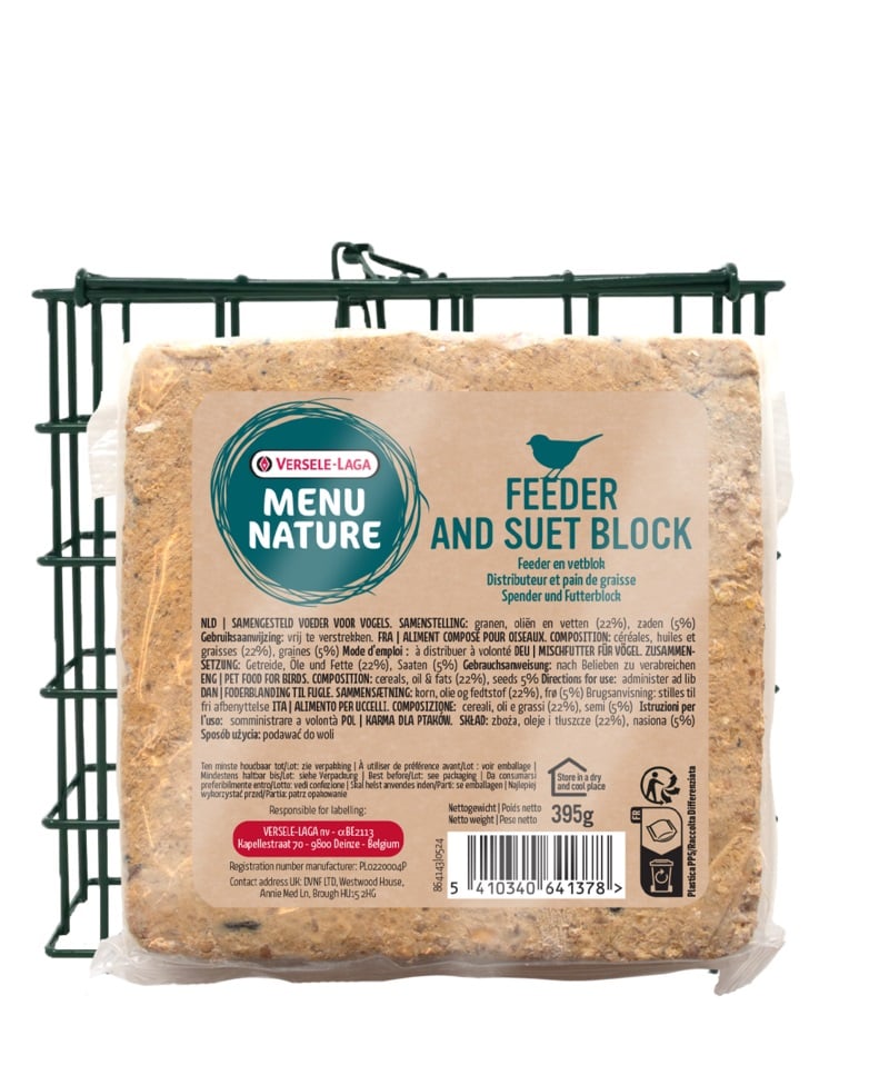 VERSELE-LAGA Menu Nature Fettblock mit Samen + wiederverwendbarem Futtermittel 395g