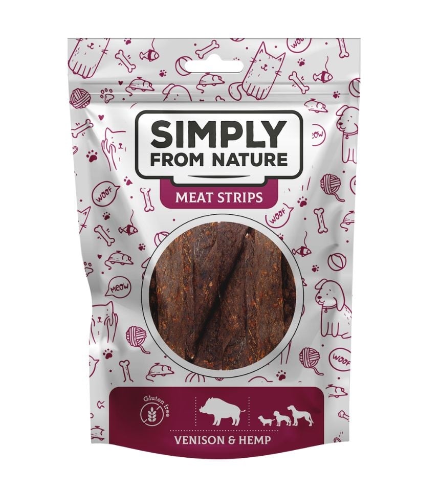 SIMPLY FROM NATURE Meat Strips Fleischstreifen mit Wild und Hanf für Hunde 80 g