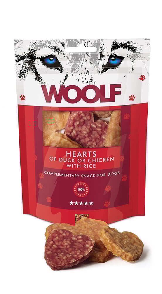WOOLF Hearts Of Duck Or Chicken And Rice 100g Ente mit Huhn und Reis