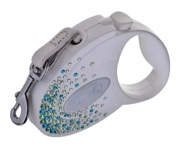 FLEXI automatische Hundeleine Glam Splash Leaf S Tape 3m weiß