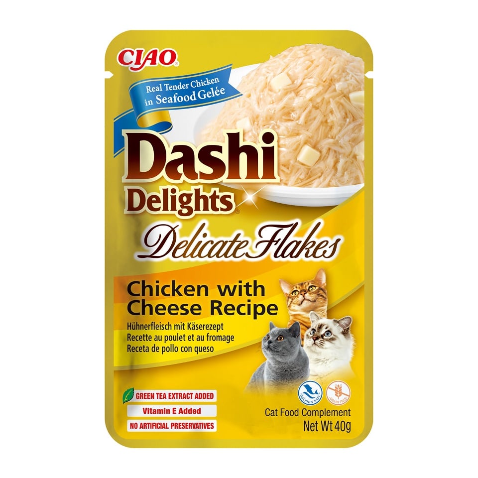 INABA Cat Dashi Delights Delicate Flakes Hähnchen und Käse 40g