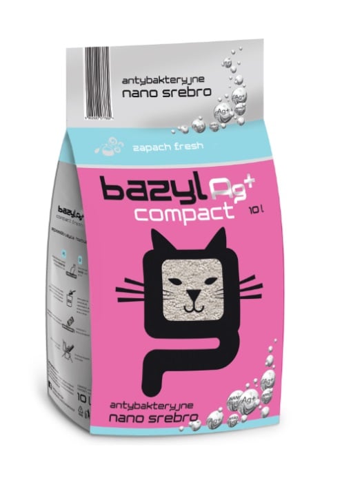 BAZYL Ag+ Compact Fresh 10 L Bentonit-Katzenstreu mit Nanosilber Frischeduft