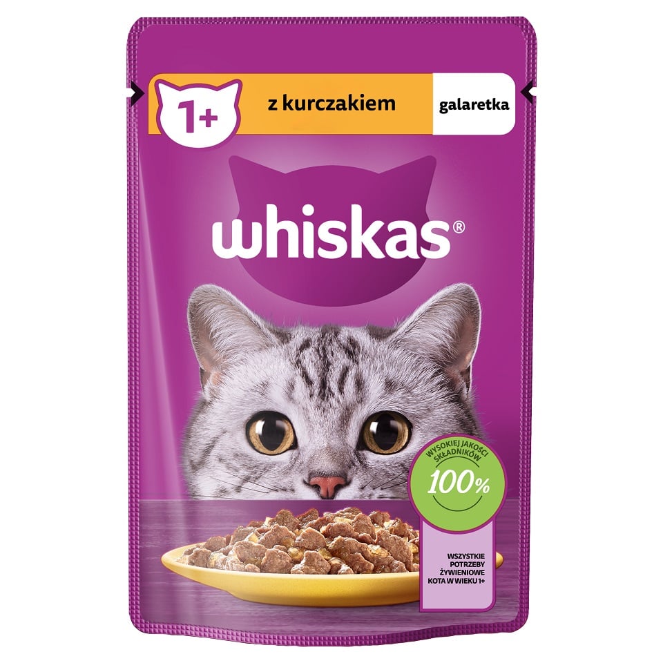 WHISKAS Adult 85g: Nassfutter für adulte Katzen mit Huhn in Gelee