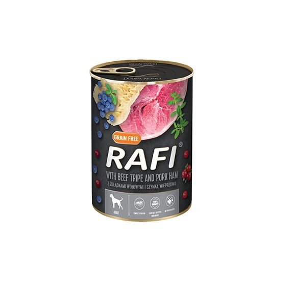 RAFI Futter mit Schinken und Rindermagen, Heidelbeeren und Preiselbeeren 400g